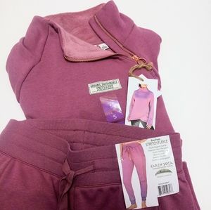 Earth Yoga organic cotton sweater sweatpants set sz S lavender